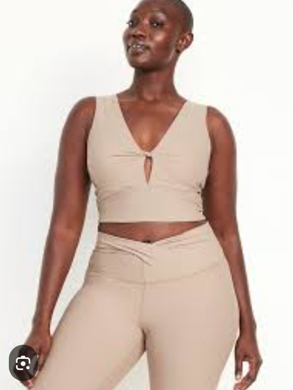 Old Navy Beige Twist-Front V-Neck Crop Camisole